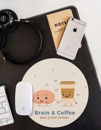 WuW Beyin ve Kahve Yuvarlak 20 cm S Mousepad Çok Renkli