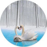 WuW Kuğu Yuvarlak 20 cm S Mousepad Beyaz-Mavi