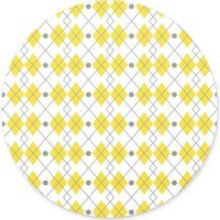 WuW Geometrik Desen Yuvarlak 20 cm S Mousepad Beyaz-Sarı