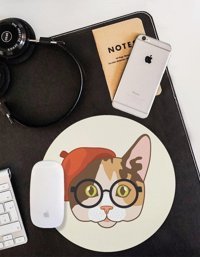 WuW Retro Kedi Yuvarlak 20 cm S Mousepad Çok Renkli