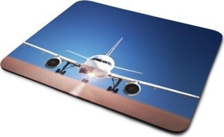 WuW Uçak Temalı 22x18 cm S Mousepad Beyaz-Mavi