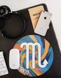 WuW Akrep Burcu Sembolü Yuvarlak 20 cm S Mousepad Çok Renkli
