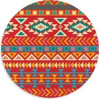 WuW Aztek Desen Yuvarlak 20 cm S Mousepad Çok Renkli
