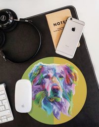 WuW Ilustrasyon Labrador Golden Yuvarlak 20 cm S Mousepad Çok Renkli