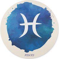 WuW Balık Burcu Sembol Yuvarlak 20 cm S Mousepad Beyaz-Mavi