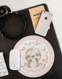 WuW Tembel Hayvan Desen Yuvarlak 20 cm S Mousepad Çok Renkli