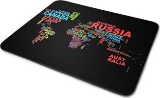 WuW Dünya Haritası 22x18 cm S Mousepad Çok Renkli