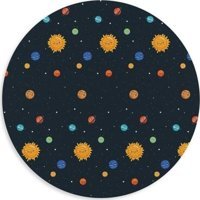 WuW Güneş ve Gezegenler Yuvarlak 20 cm S Mousepad Çok Renkli