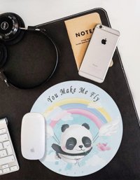 WuW Panda Desen Yuvarlak 20 cm S Mousepad Çok Renkli