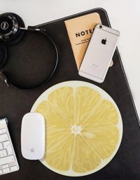 WuW Limon Dilimi Yuvarlak 20 cm S Mousepad Beyaz-Sarı
