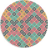 WuW Vintage Desen Yuvarlak 20 cm S Mousepad Çok Renkli