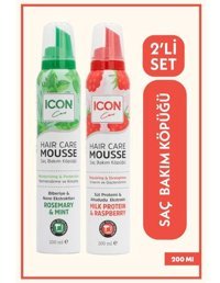 Icon Care Rosemary & Mint Saç Köpüğü 200 ml + Icon Care Milk Protein & Raspberry Saç Köpüğü 200 ml