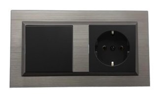 Ovivo Quantum Çerçeveli Topraklı İç Mekan İkili Priz Füme