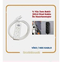 Viko Multi Let 4400 W Kalın Topraklı Anahtarlı Akım Korumalı 3'lü 12 m Uzatma Kablosu Beyaz