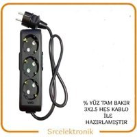 Viko Multi Let 3500 W Kalın Topraklı Akım Korumalı 3'lü 4 m Uzatma Kablosu Siyah