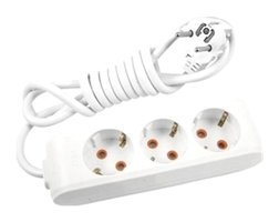 Asel HRD-010860 3500 W Kalın Topraklı 3'lü 1 m Uzatma Kablosu Beyaz
