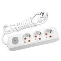 Viko 3500 W Kalın Topraklı Anahtarlı 3'lü 5 m Uzatma Kablosu Beyaz