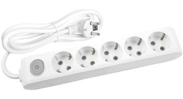 Avarson 3500 W Topraklı Anahtarlı 5'li 25 m Uzatma Kablosu Beyaz