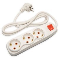 Nilson Ms70 2200 W Kalın Topraklı Anahtarlı Akım Korumalı 3'lü 2 m Uzatma Kablosu Beyaz