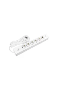 Seldur Topraklı Anahtarlı 6'lı 2 m USB Grup Priz Beyaz