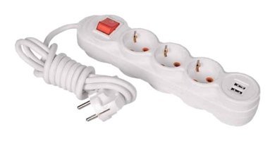 Pelsan 2200 W Kalın Anahtarlı Akım Korumalı 3'lü 2 m USB Uzatma Kablosu Beyaz