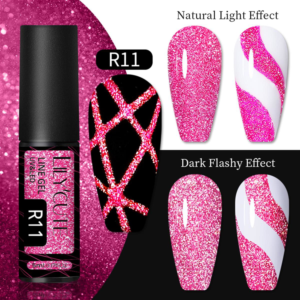 Lily Cute Reflective Pembe Kalıcı Simli Parlak Oje