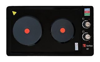 Kunhya 1002-1 Elektrikli Emaye 2 Gözlü Siyah Set Üstü Ocak