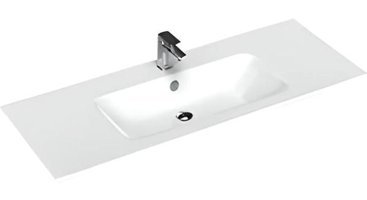 Sanovit Piedra Klasik Tekli 100 cm Seramik Tezgah Üstü Dikdörtgen Lavabo Beyaz