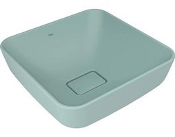 Kale Zero 2.0 Dekoratif Tekli 40 cm Seramik Çanak Kare Lavabo Mat Yeşil