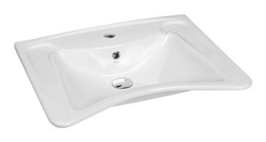 Turkuaz Seramik 017100U Klasik Tekli 60 cm Seramik Tezgah Üstü Dikdörtgen Lavabo Beyaz