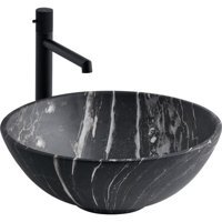 Turkuaz Seramik EH-2020M4 Dekoratif Tekli 60 cm Porselen Tezgah Üstü Oval Lavabo Siyah