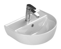 Turkuaz Seramik Bella Dekoratif Tekli 45 cm Seramik Tezgah Üstü Oval Lavabo Beyaz