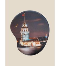 Byars Bilişim Kız Kulesi Gece Baskılı Bilek Destekli Mousepad Gri