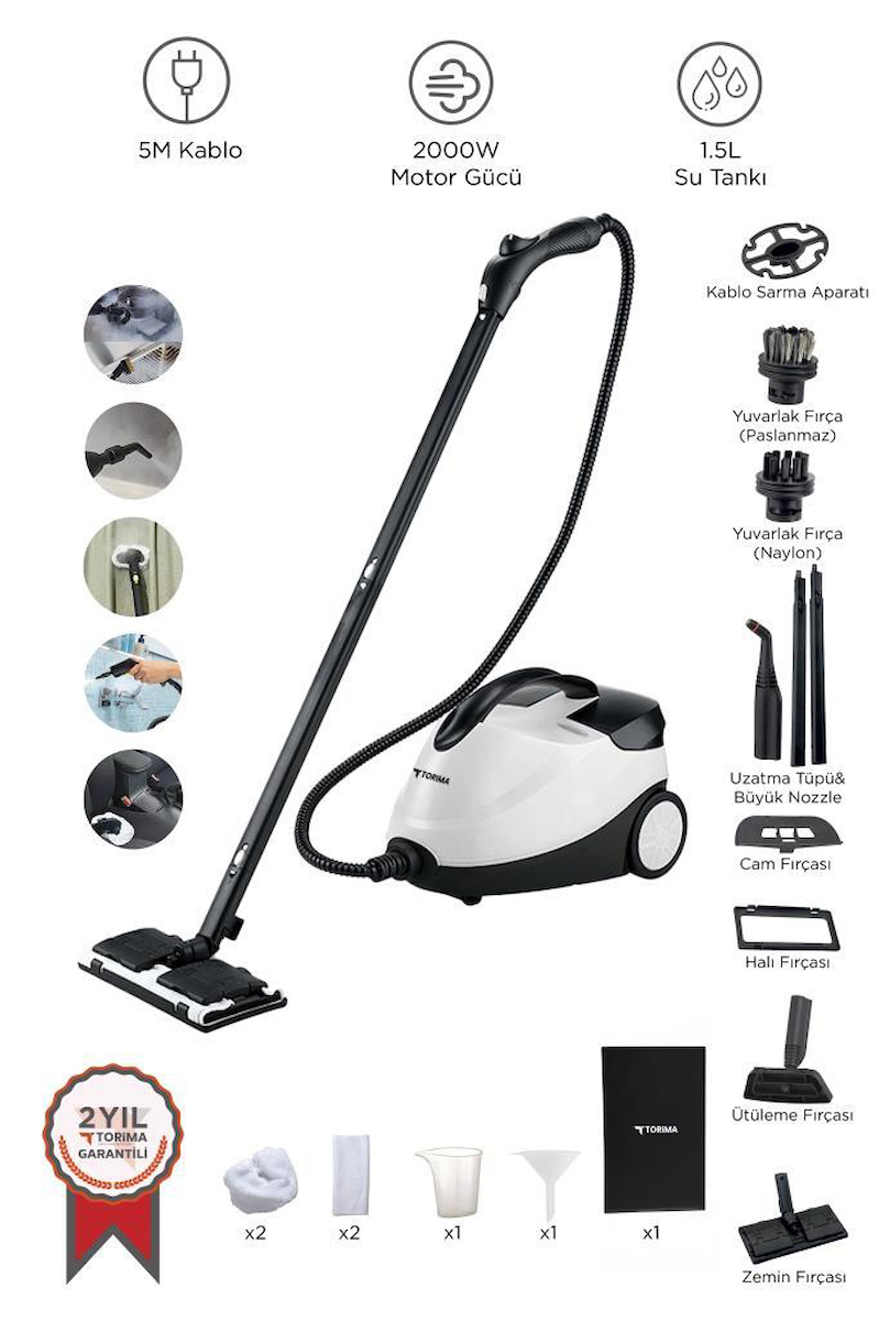Torima CB-08C 2000 W 4 bar Vakumlu Buharlı Temizleyici