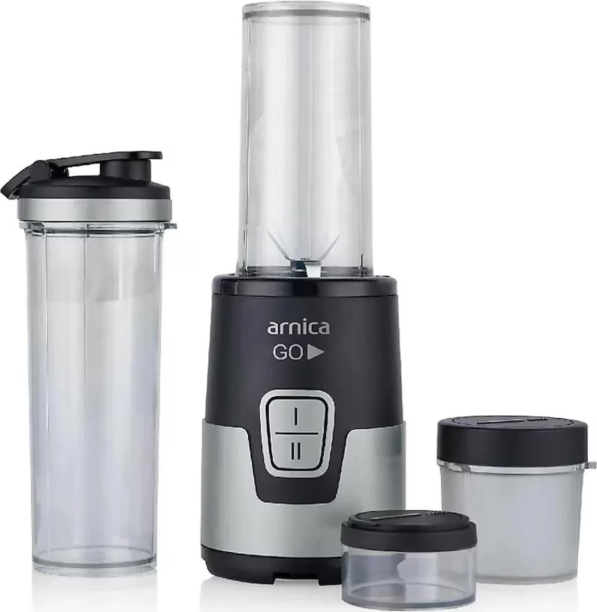 Arnica GH21420 550 ml Plastik Kişisel Çift Bıçaklı 4'lü Mini Smoothie Blender Siyah-Gümüş
