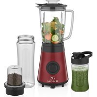 NG Home Retro Plus 800 ml Plastik Turbolu Çift Bıçaklı 4'lü Büyük Smoothie Blender Kırmızı