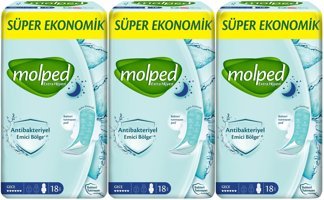 Molped Extra Hijyen Antibakteriyel Gece 18'li Hijyenik Ped 3 Adet