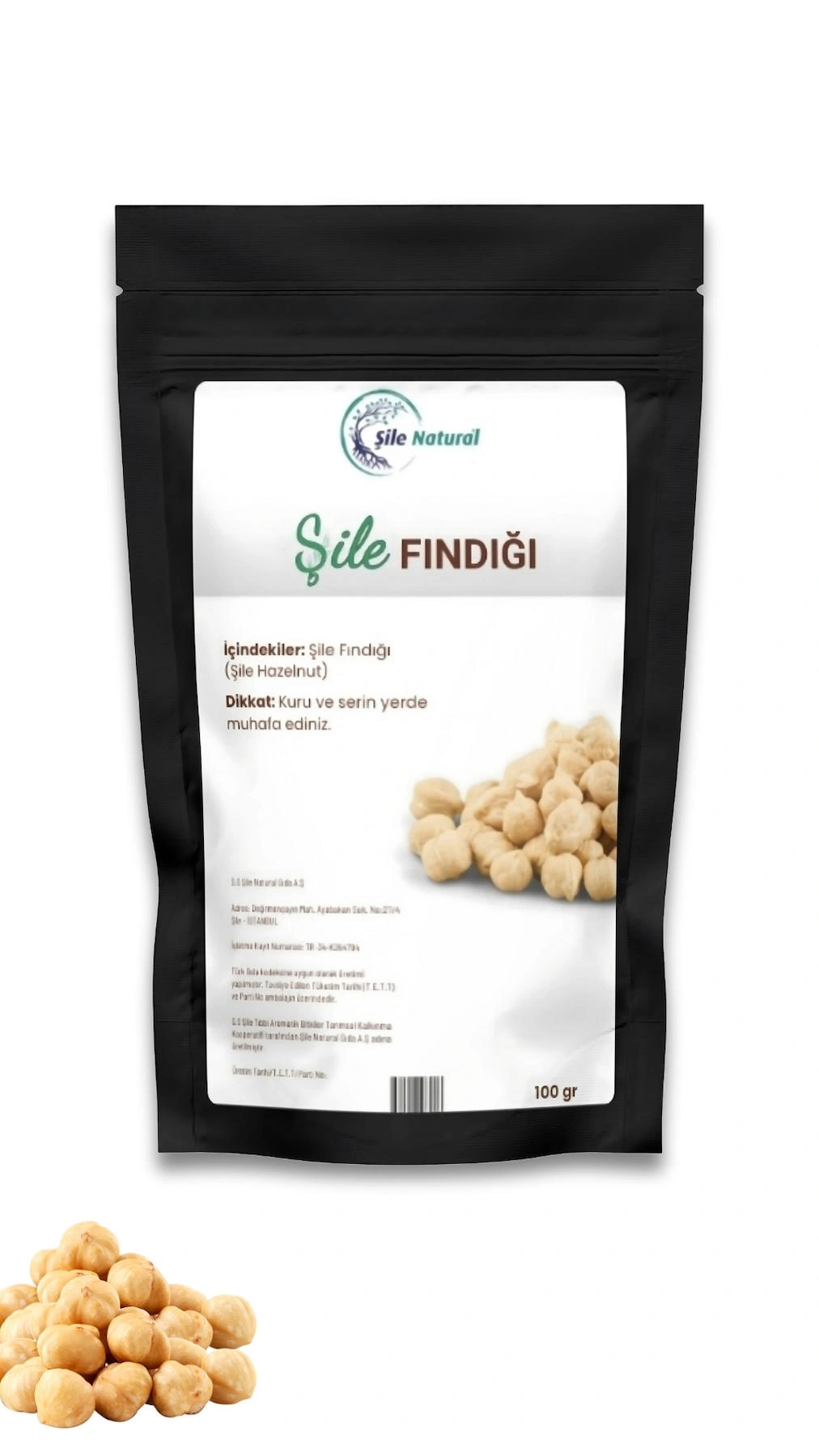 Şile Natural Kavrulmuş Tuzsuz Organik Tane İçi Fındık 100 gr