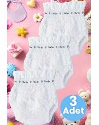 Uniquetrenders Bebek Yıkanabilir Yüksek Emici Pamuklu 3'lü Alıştırma Külodu - 2 - 3 Yaş - Beyaz