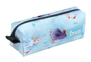 Frocx Angle Turkuaz Kumaş Tek Gözlü Elsa Baskılı Dikdörtgen Cüzdan Kalemlik