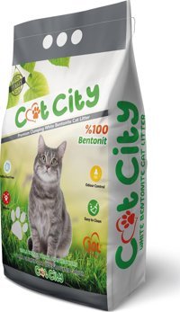 Cat City Topaklanan İnce Taneli Aktif Karbonlu Bentonit Kedi Kumu 10 lt