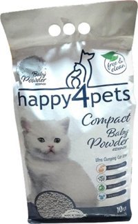 Happy4pets Bebek Pudralı Topaklanan İnce Taneli Bentonit Kedi Kumu 10 lt
