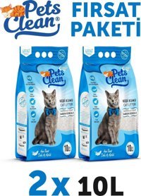 Pet's Clean Marsilya Sabunlu Topaklanan İnce Taneli Bentonit Kedi Kumu 2x10 lt