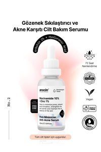 Anocin Niacinamide 10% + Zinc 1% Yüz Dolgunlaştıran Canlandırıcı Kırışıklık Karşıtı Jel Yüz Serumu 30 ml