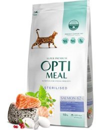 Optimeal Hypoallergenic Somonlu Kısırlaştırılmış Az Tahıllı Yetişkin Kuru Kedi Maması 10 kg