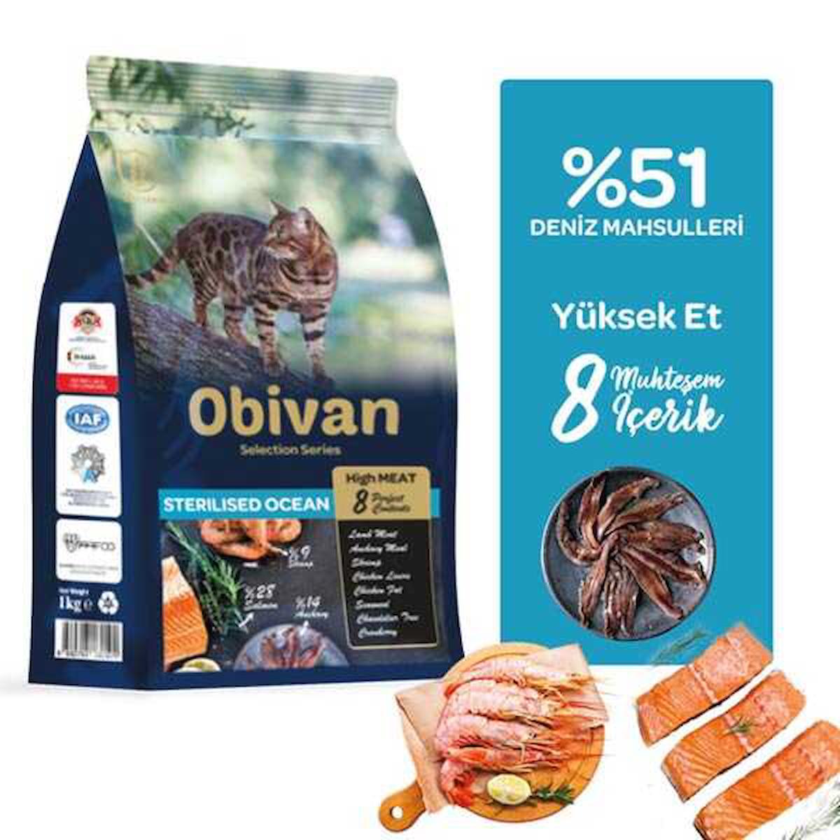 Obivan Low Grain Ocean Balıklı Yetişkin Kuru Kedi Maması 1 kg