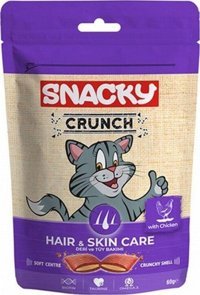 Snacky Crunch Hair-Skin Tavuklu Tahılsız Yetişkin Kedi Ödül Maması 600 gr