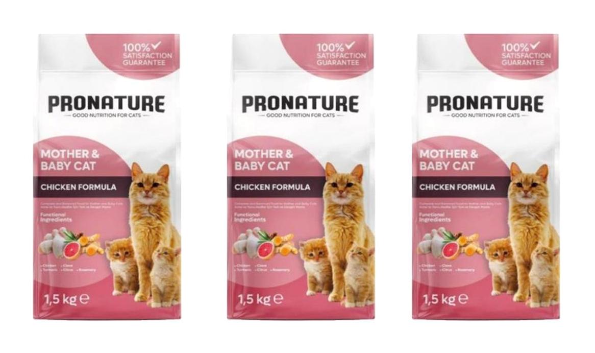 Pronature Mother & Baby Tavuklu Yetişkin Kuru Kedi Maması 3x1.5 kg