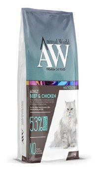 Animal World Multi Color Biftek-Tavuklu Etli Yetişkin Kuru Kedi Maması 1.5 kg