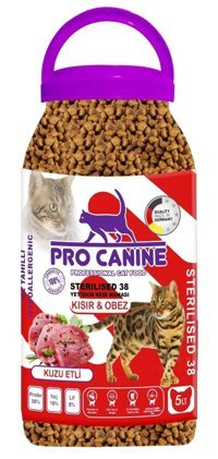 Pro Canine Sterilised Kuzu Etli Kısırlaştırılmış Az Tahıllı Yetişkin Kuru Kedi Maması 5 lt